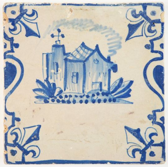 Delft blue tile 'Catholic church' 17th century