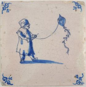 Antique Delft tile with a kite, 17th century