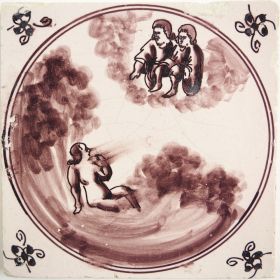Antique Delft tile with Lazarus, 18th century