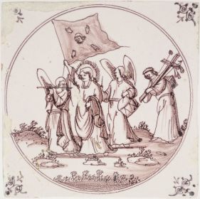 Antique Delft tile with Luke 9:23-26, 17th century