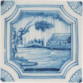 Antique Delft tile with Noah's Ark, 18th century