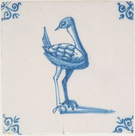 Antique Delft tile with a Leguatia Gigantea, 17th century
