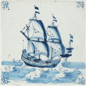 Antique Delft tile with a Fluyt 17th century