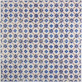 Antique Delft wall tile with checkered diamonds, 19th century