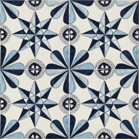 Hand-painted Delft tiles with stars in blue - Poarte P-27 series / 16 tiles