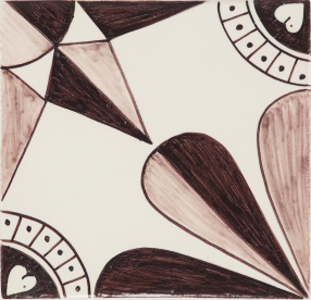 Hand-painted Delft tile sample with Stars painted in manganese, enhanced with pinholes