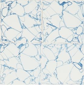 Hand-painted Delft tile with soft marble pattern in blue - made by poarte - P-42.2