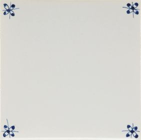 PCM-03 Spider corner motif Delft tile sample - hand-painted in blue on our Poarte H base shade. 