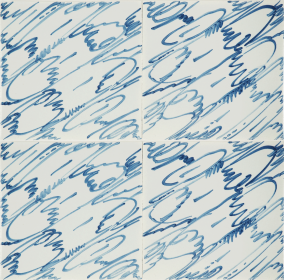 Hand-painted Delft tiles with Marble in blue - P-42 series