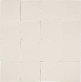 Plain white Delft tile in shade Poarte - G. Enhancements: crackled finish & pinholes. 