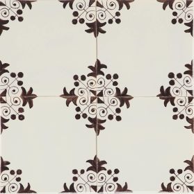 Hand-painted Delft tiles with Tree-dot corner motifs in manganese