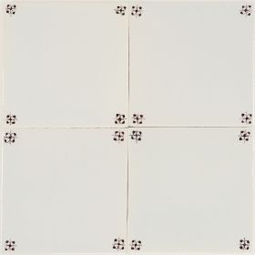 Classic hand-painted Delft tiles decorated with spider corner motifs in manganese