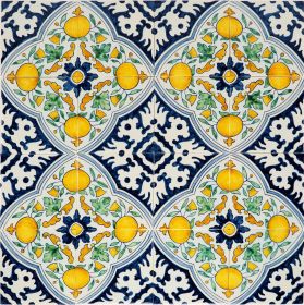 Classic hand-painted Delft tiles with Orange Apples pattern in polychrome - based on 17th century original
