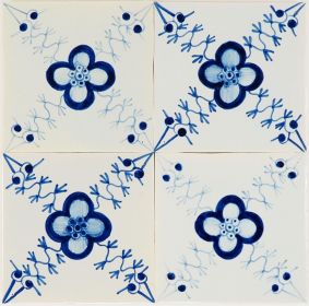 Classic hand-painted Delft tiles with rose garlands