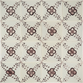 Hand-painted Delft tiles with Rose Garlands in manganese - Poarte P-21 series / 16 tiles
