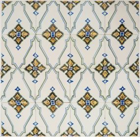 Antique Delft ornament wall tiles with Yellow Tulips, 19th - 20th century