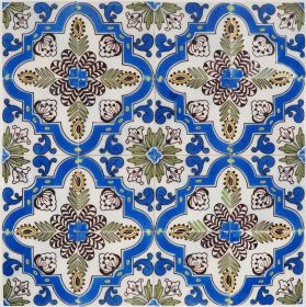 Antique Delft polychrome ornament tile known as Flower Bow, 19th century