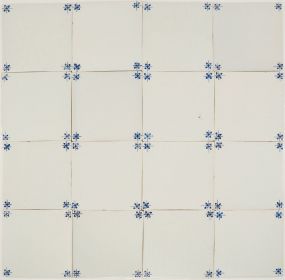 Antique Delft tile from around 1900 with spider corner motif in blue