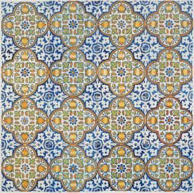 Antique Delft wall tiles with he pompadour ornament, 19th - 20th century