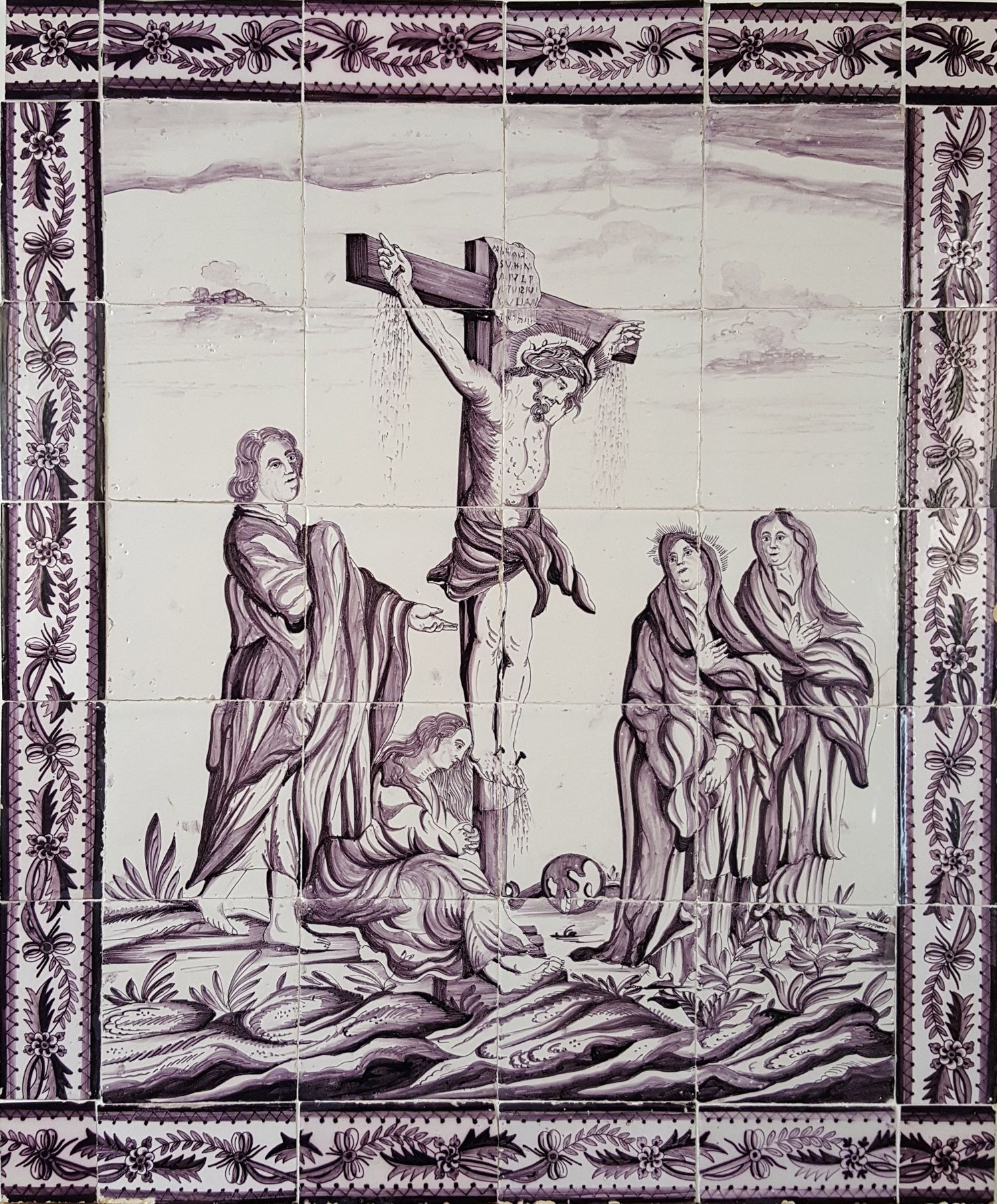 壁掛け絵画　ラインの74砲艦　ウィリアムフレデリックミッチェル Antique Dutch tile mural with the crucifixion of Jesus, 18th century