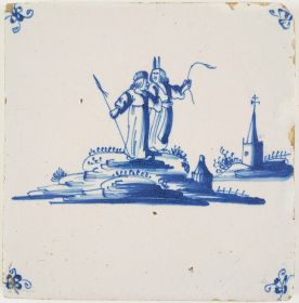 Antique Delft tile with Moses, 17th century