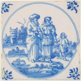 Antique Delft tile with Hagar, 17th century