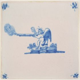 Antique Delft tile with a cupid, 18th century