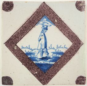 Antique Delft tile with a gentleman, 18th century