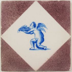 Antique Delft tile with Cupid, 20th century