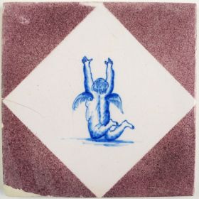 Antique Delft tile with Cupid, 19th/20th century