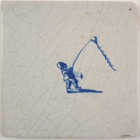 Antique Delft tile with a kite, 17th century