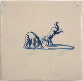 Antique Delft tile with a handstand, 17th century 