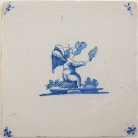 Antique Delft tile with a Cupid, 18th century