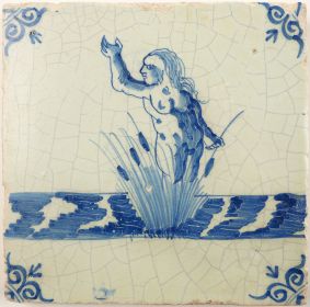 Antique Delft tile with Syrinx, 17th century