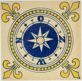 Antique Delft tile with a physics symbol, 19th century