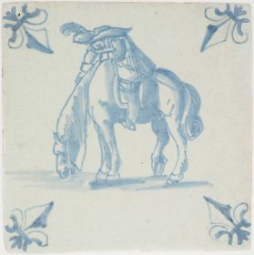 Antique Delft with a horse rider, 17th century