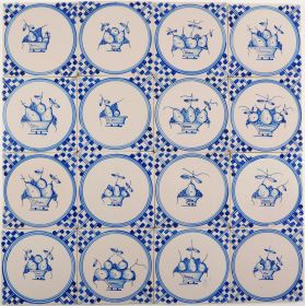 Antique Delft wall tiles with fruit bowls, 20th century