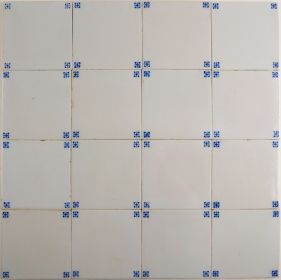 Antique Delft wall tiles with blue spider corner motifs, 20th century