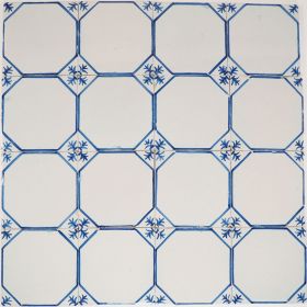 Antique Delft wall tiles with edge decoration Octagon II, 20th century