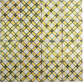 Antique Delft wall tiles with Yellow Diamonds, 19th century