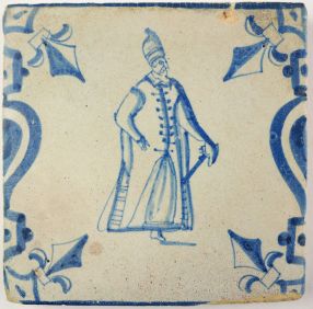 Delft Tile with Polish Nobleman, 17th century