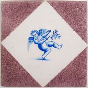 Antique Delft tile with a Cupid, 20th century