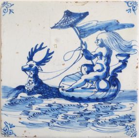 Antique Delft tile with Venus, 17th century