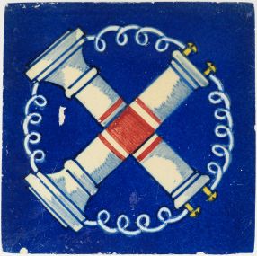 Delft tile with receiver coil, Van Hulst Harlingen, ca. 1890, physics motif