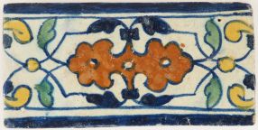 Antique Delft Palette border tile, 17th century