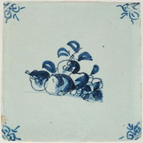 Antique Delft tile with fruits, 17th century