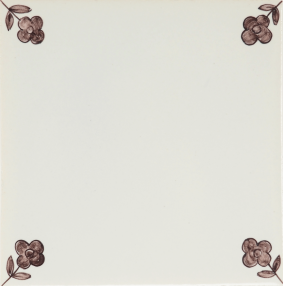 Hand-painted flower corner motif Delft tile sample painted in manganese