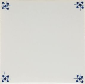 Hand-painted spider corner motif sample, painted in blue and enhanced with pinholes