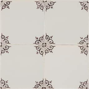Classic hand-painted Delft tiles decorated with classic large ox-head corner motifs design in manganese