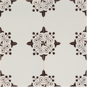 Decorative hand-painted Delft tiles with three-dot corner motifs designs in manganese